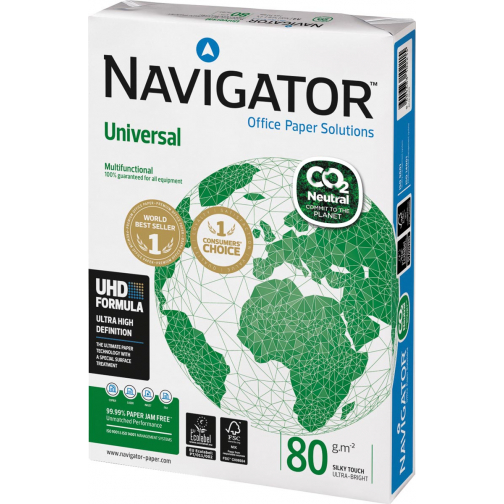 Navigator Universal papier neutre en CO2, ft A4, 80 g, paquet de 500 feuilles