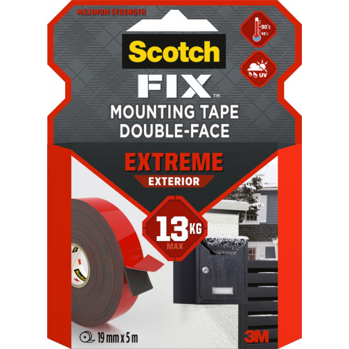 Scotch Fix Extreme Exterior ruban adhésif de montage, ft 19 mm x 5 m, porte jusqu'à 13 kg