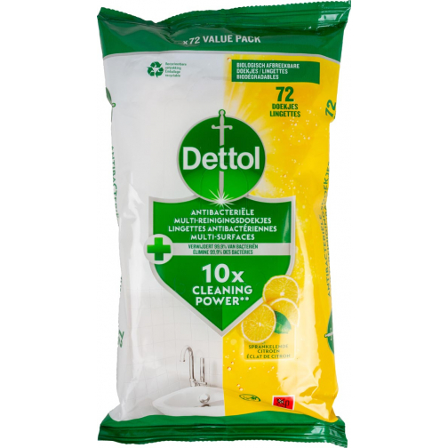 Dettol lingettes nettoyantes citron, paquet de 72 pièces