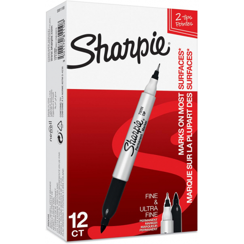 Sharpie marqueur permanente, twin tip, noir