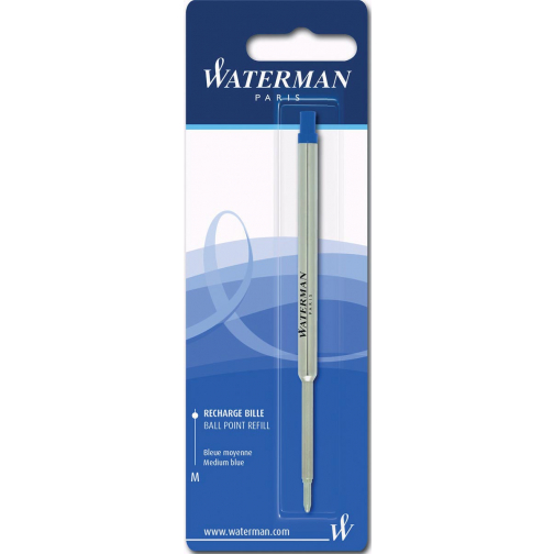 Waterman recharge pour stylo bille, pointe moyenne, bleu, sous blister