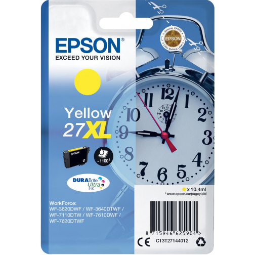 Epson cartouche d'encre 27XL, 1.100 pages, OEM C13T27144012, jaune