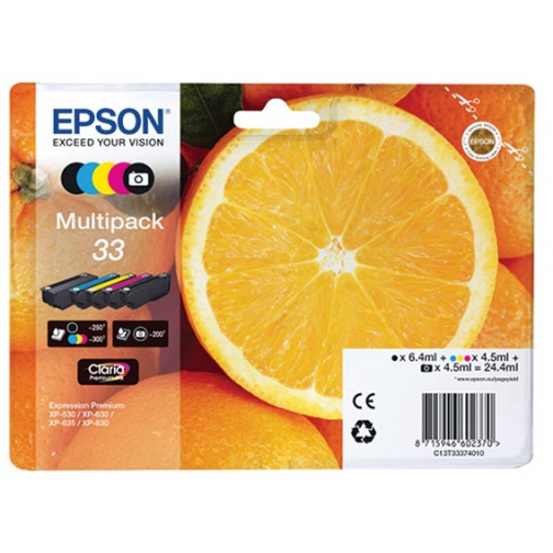Epson cartouche d'encre 33, 200 - 300 pages, OEM C13T33374011, 5 couleurs