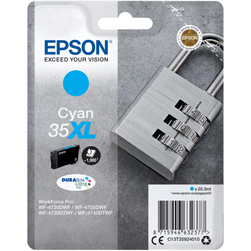 Epson cartouche d'encre 35XL, 20,3 ml, OEM C13T35924010, cyan