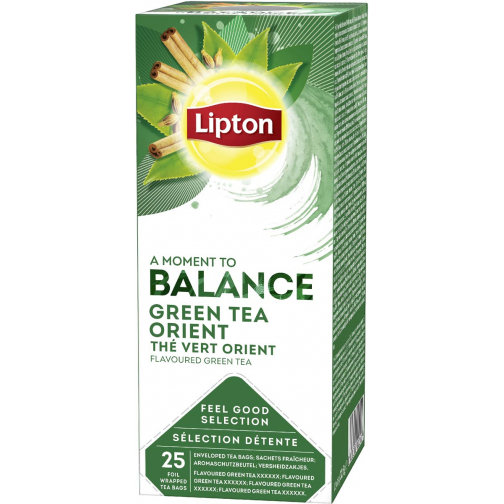 Lipton thé Feel Good Selection, thé vert Orient, boîte de 25 sachets