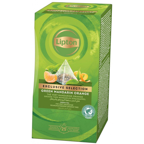 Lipton thé Exclusive Selection, thé vert mandarine orange, boîte de 25 sachets