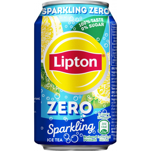 Lipton Ice Tea Sparkling Zero, canette de 33 cl, paquet de 24 pièces