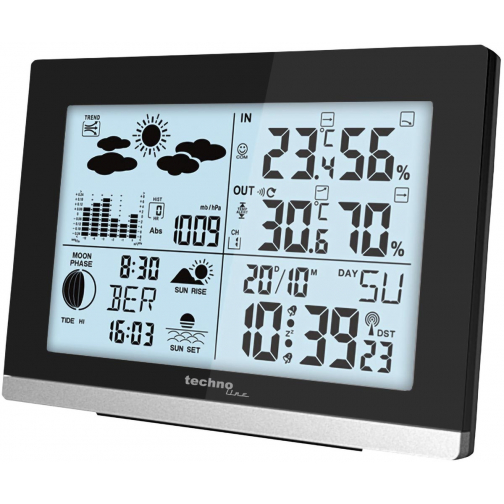 Technoline horloge avec station météo WS 6762, digitale, radiopilotée, ft 15,8 x 4 x 11,3 cm