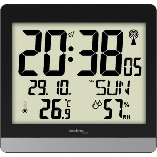 Technoline horloge WS 8014, digitale, radiopilotée, ft 20 x 2,9 x 18,9 cm