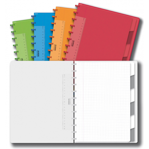 Adoc Colorlines cahier, ft A4, 144 pages, quadrillé 5 mm, couleurs assorties