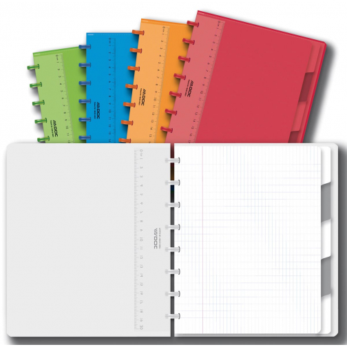 Adoc Colorlines cahier, ft A5, 144 pages,commercieel quadrillé, couleurs assorties