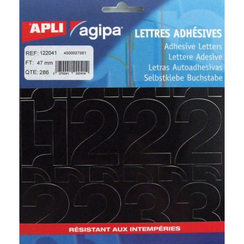 Agipa étiquettes chiffres et lettres hauteur des lettres 47 mm (l x h), 286 chiffres