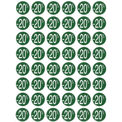 Agipa Etiquettes remises -20%, vert, paquet de 192 pièces, amovible