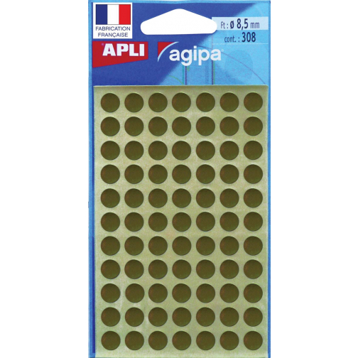 Agipa étiquettes ronds en pochette diamètre 8 mm, or, 308 pièces, 77 par feuille