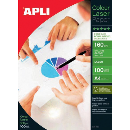 Apli papier photo Colour Laser ft A4, 160 g, paquet de 100 feuilles