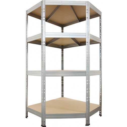 AR Shelving étagère Corner Rivet, ft 180 x 90 x 90 x 45 cm, 4 tablettes en HDF, galvanisé