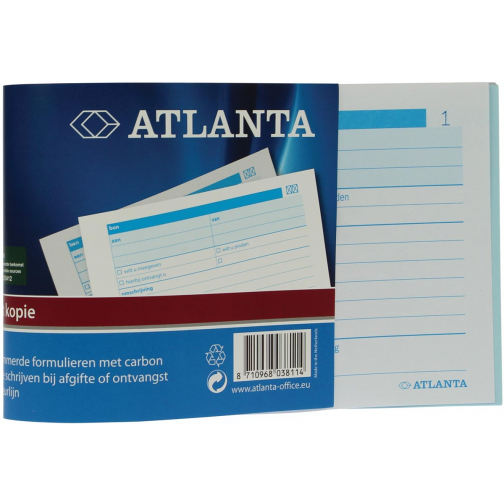 Atlanta by Jalema carnets à souches numéroté 1-100, 100 feuilles en double, avec carbone