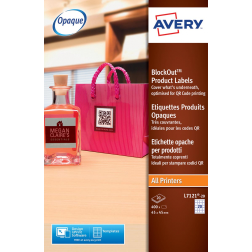 Avery Etiquettes QR imprimables ft 45 x 45 mm (l x h), 400 pièces