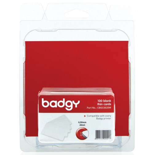 100 cartes blanches vierges, 0,50mm, pour Badgy100 et Badgy200