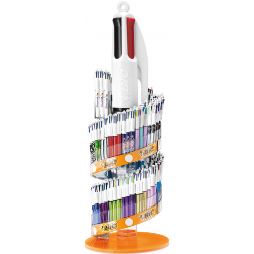 Bic 4 Colours Family stylo bille 4 couleurs, moyen, 4 couleurs d'encre classique et pastel, présentoir de