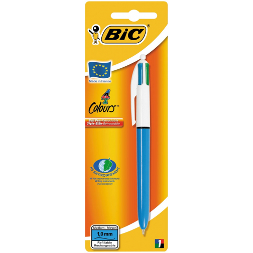 Bic 4 Colours Original, stylo bille, 0,32 mm, 4 couleurs d'encre classique, bleu, sous blister