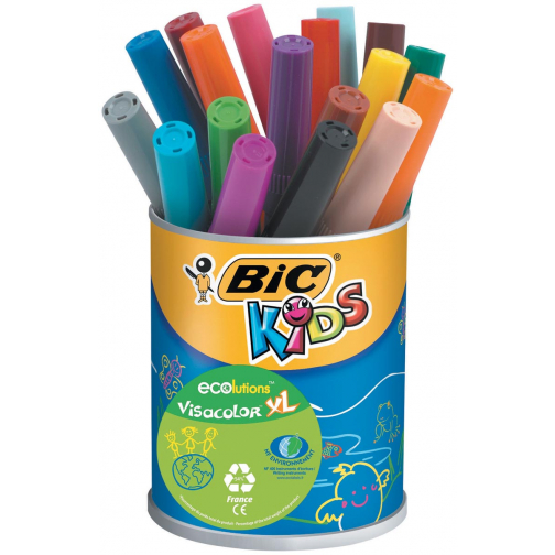Bic Kids Feutre Visacolor XL Ecolutions, 18 feutres en pot métallique