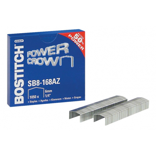 Bostitch agrafes, 6 mm, pour B8R, B8HC, B8E, B8HDP en B8P, boîte de 1050 agrafes SB8-168E