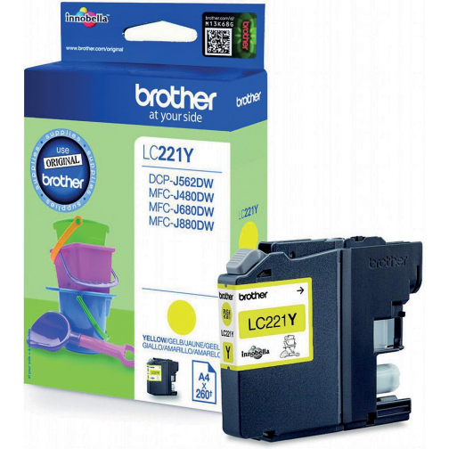 Brother cartouche d'encre, 260 pages, OEM LC-221YBP, jaune