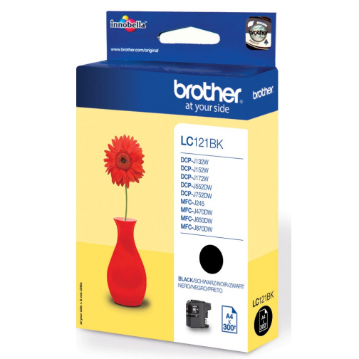 Brother cartouche d'encre, 300 pages, OEM LC-121BK, noir
