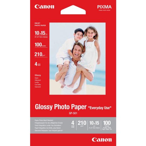 Canon papier photo GP-501 Glossy, ft 10 x 15 cm, 210 g, paquet de 100 feuilles