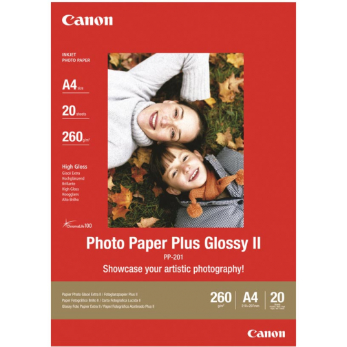 Canon papier photo PP-201 Plus, ft A4, 260 g, paquet de 20 feuilles