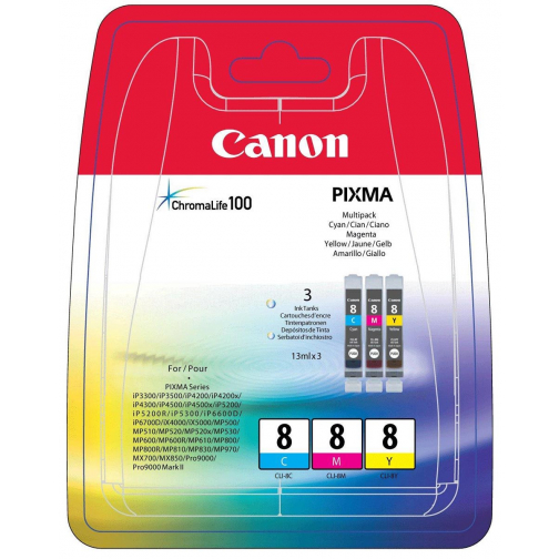 Canon cartouche d'encre CLI-8, 420 pages, OEM 0621B029, 3 couleurs