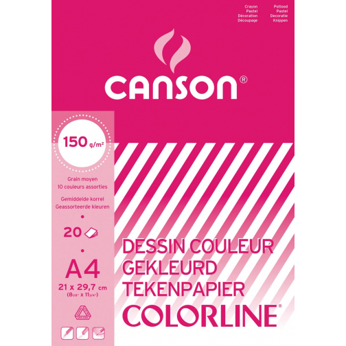 Canson papier à dessin coloré Colorline ft 21 x 29,7 cm (A4)
