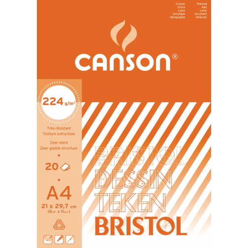 Canson bloc de dessin Bristol, ft 21 x 29,7 cm (A4)