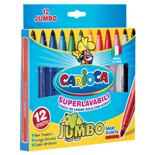 Carioca feutre Jumbo Superwashable 12 feutres en étui cartonné