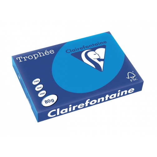Clairefontaine Trophée Intens, papier couleur, A3, 80 g, 500 feuilles, turquoise