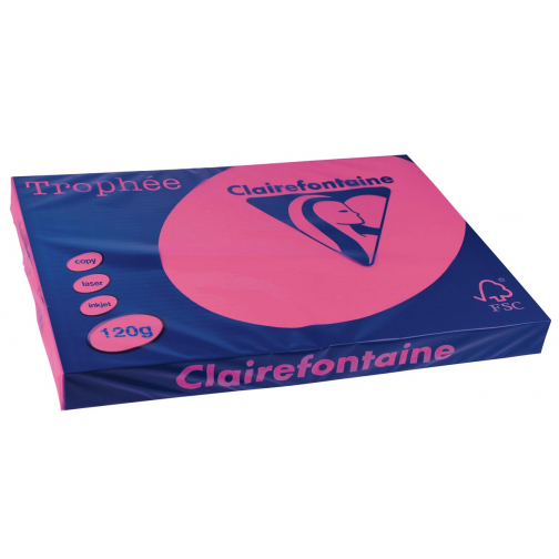 Clairefontaine Trophée Intens, papier couleur, A3, 120 g, 250 feuilles, fuchsia
