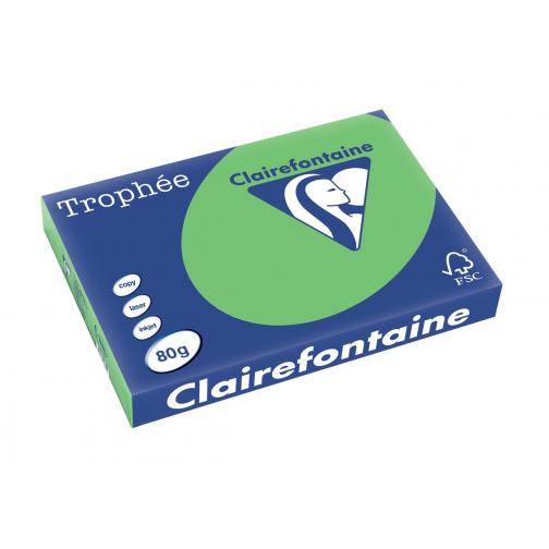 Clairefontaine Trophée Intens, papier couleur, A3, 80 g, 500 feuilles, vert menthe