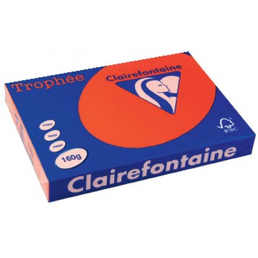 Clairefontaine Trophée Intens, papier couleur, A3, 160 g, 250 feuilles, rouge corail
