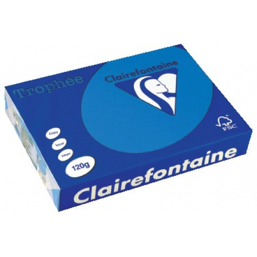 Clairefontaine Trophée Intens, papier couleur, A4, 120 g, 250 feuilles, turquoise