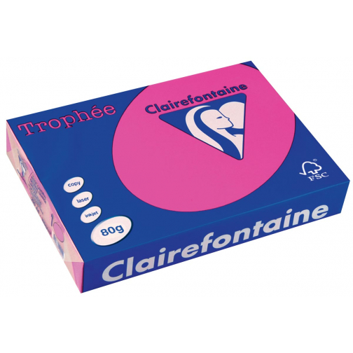 Clairefontaine Trophée Intens, papier couleur, A4, 80 g, 500 feuilles, rose fluo