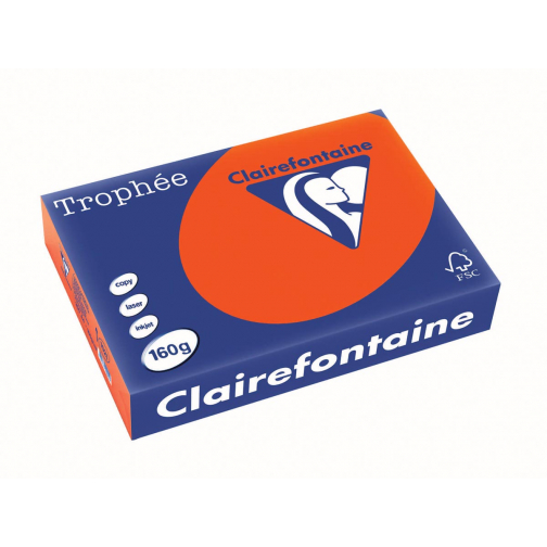 Clairefontaine Trophée Intens, papier couleur, A4, 160 g, 250 feuilles, églantine