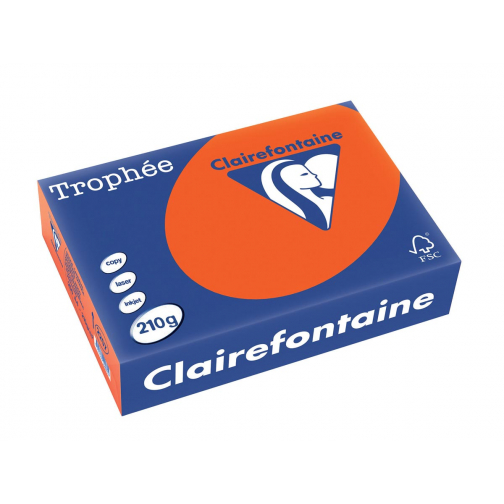 Clairefontaine Trophée Intens, papier couleur, A4, 210 g, 250 feuilles, églantine