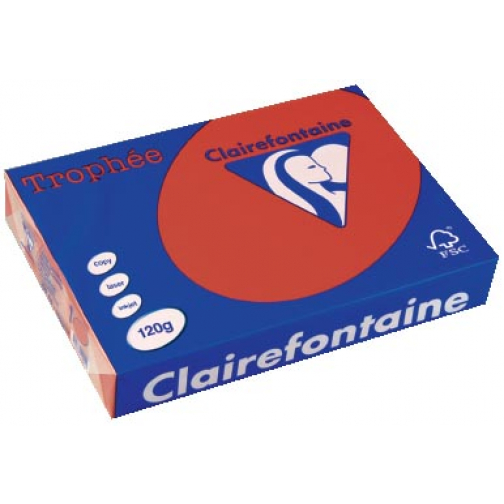 Clairefontaine Trophée Intens, papier couleur, A4, 120 g, 250 feuilles, rouge groseille
