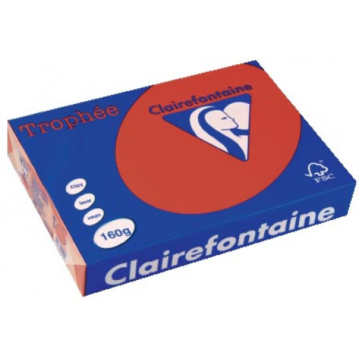 Clairefontaine Trophée Intens, papier couleur, A4, 160 g, 250 feuilles, rouge groseille