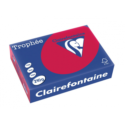 Clairefontaine Trophée Intens, papier couleur, A4, 210 g, 250 feuilles, rouge groseille