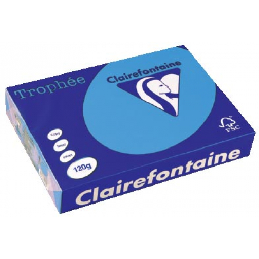 Clairefontaine Trophée Intens, papier couleur, A4, 120 g, 250 feuilles, bleu royal