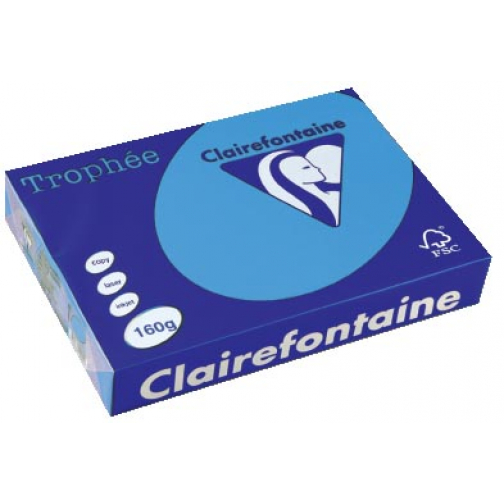 Clairefontaine Trophée Intens, papier couleur, A4, 160 g, 250 feuilles, bleu royal