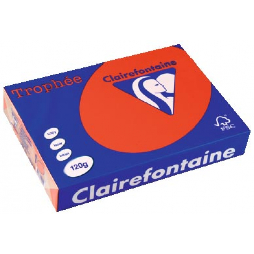 Clairefontaine Trophée Intens, papier couleur, A4, 120 g, 250 feuilles, rouge corail