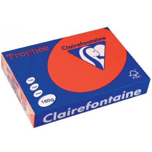 Clairefontaine Trophée Intens, papier couleur, A4, 160 g, 250 feuilles, rouge corail